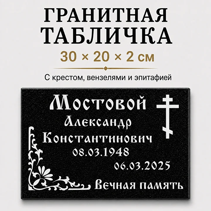Крест, вензели и эпитафия