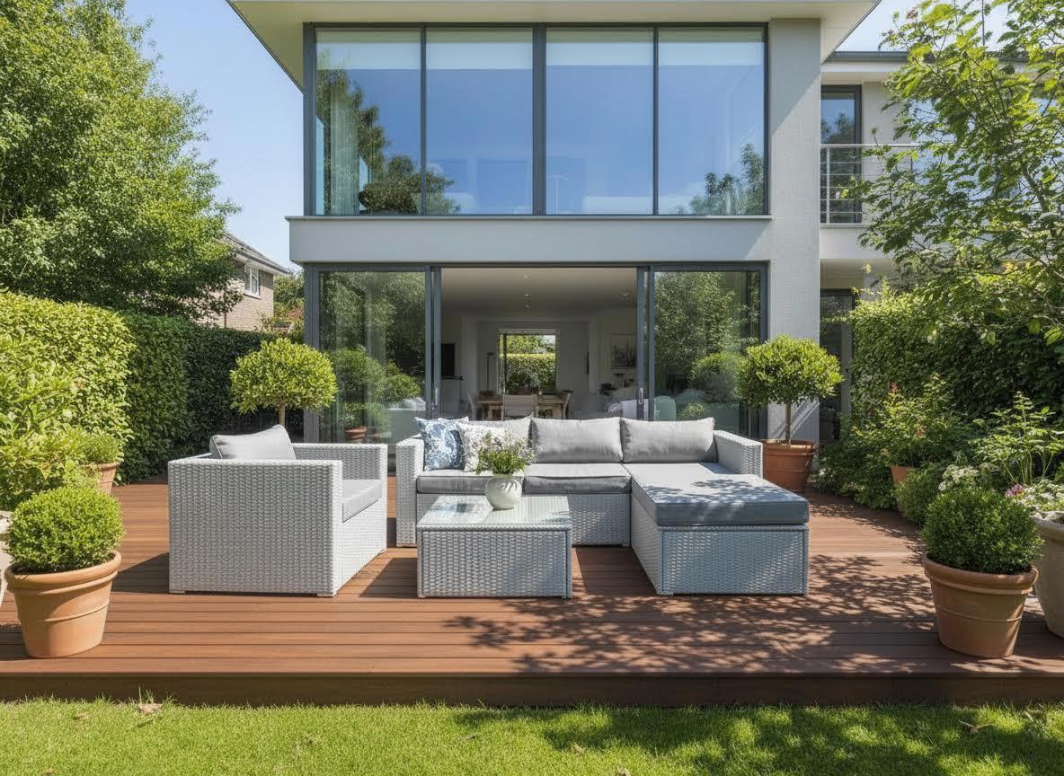 Комплект садовой мебели ЛАУНЖ на веранде - общий вид