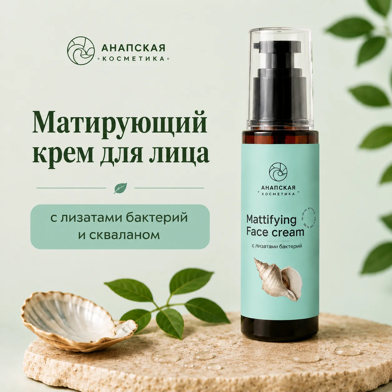 Матирующий крем для лица с лизатами бактерий и скваланом Анапская косметика