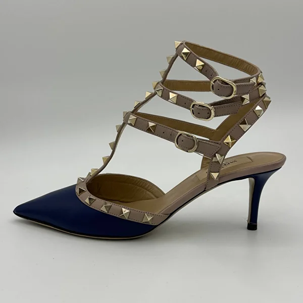 Valentino — Синие туфли на среднем каблуке Rockstud
