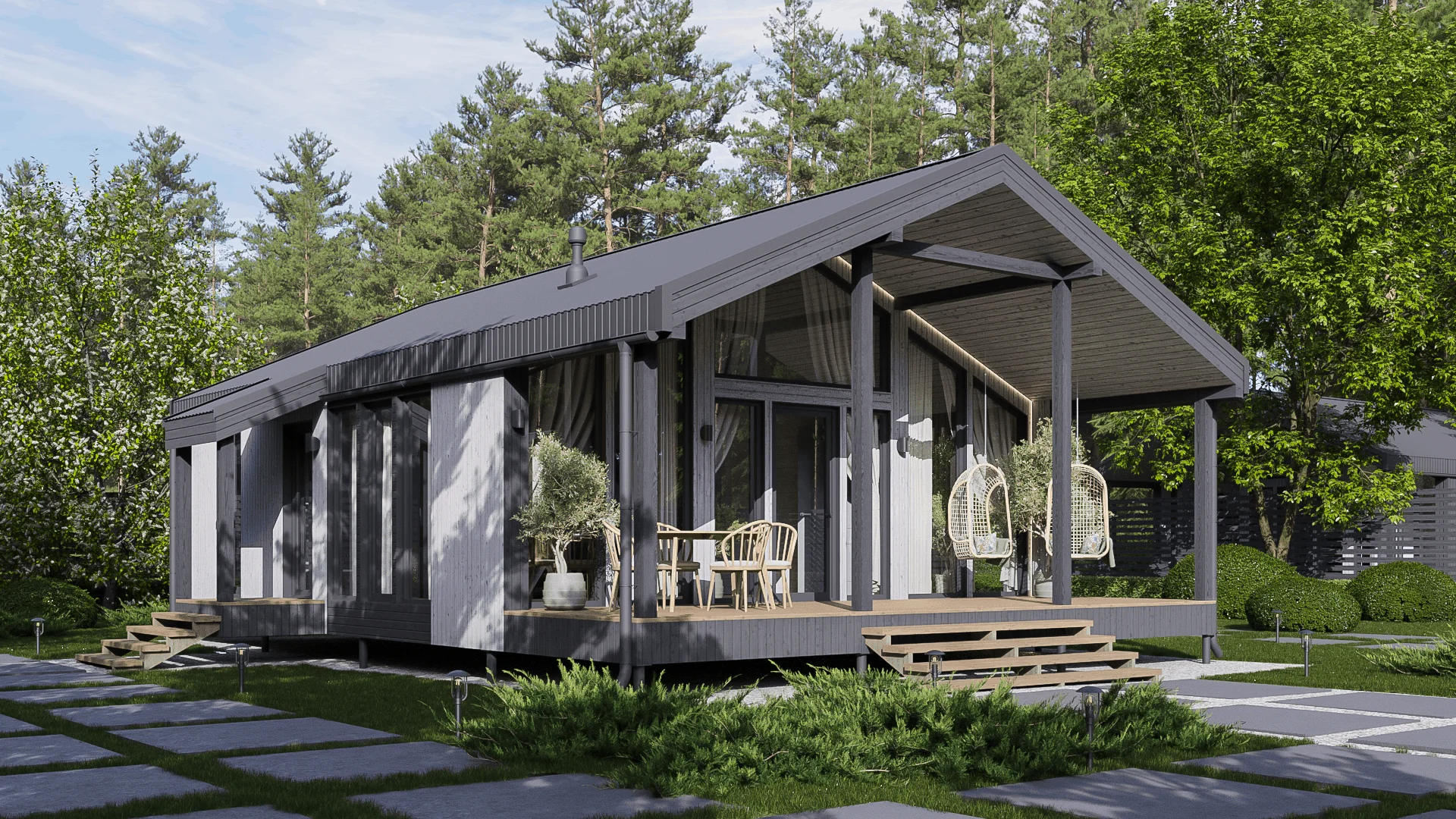 Fertighaus 70 m², 9,8 × 7,4 m