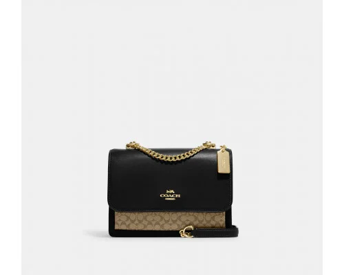 Coach Klare Crossbody Bag In Micro Signature Canvas - Gold/Khaki/Black