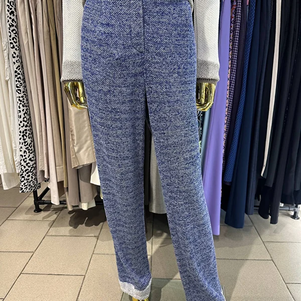 Chanel — Бело-голубые брюки, 50%лен+50%хлопок