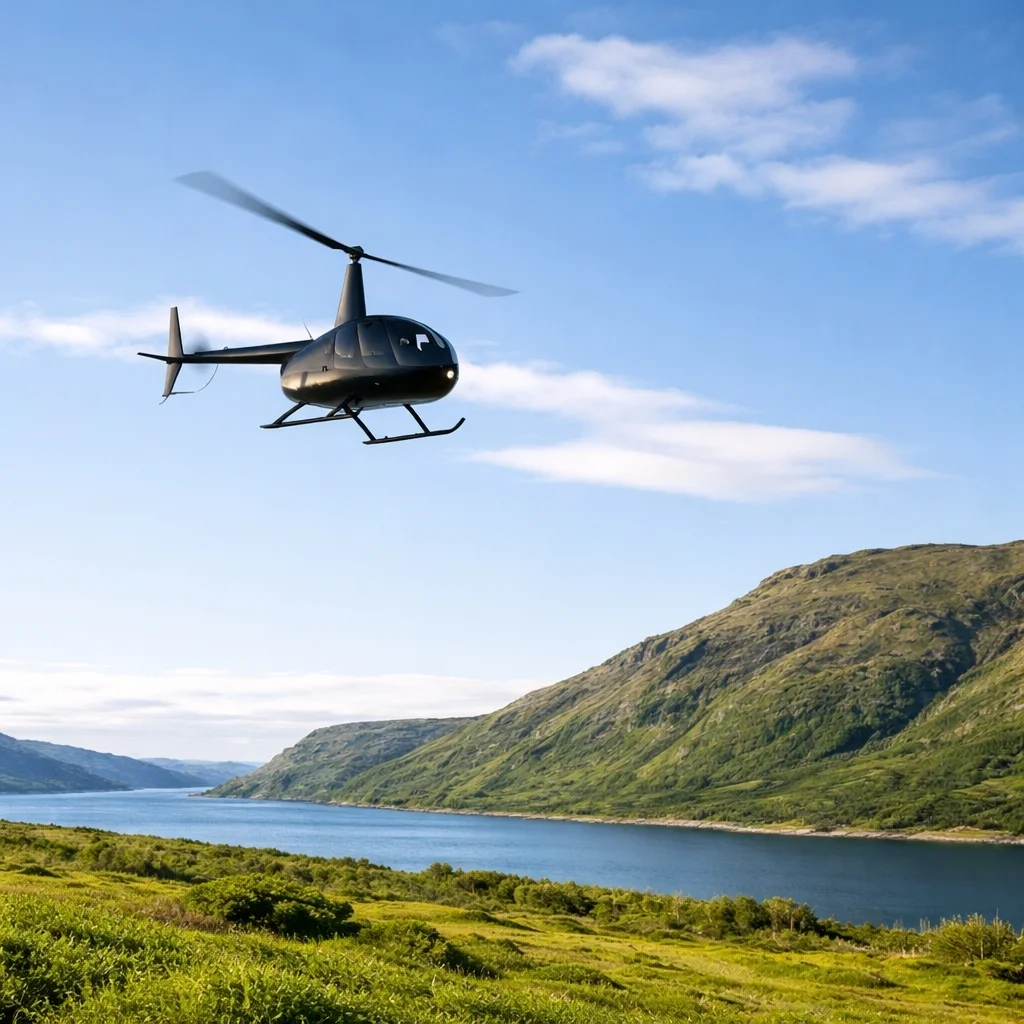 Приватный полёт на вертолёте Robinson R44 над Териберкой