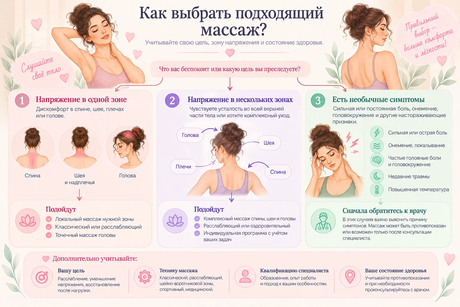Как выбрать подходящий массаж: схема решений.