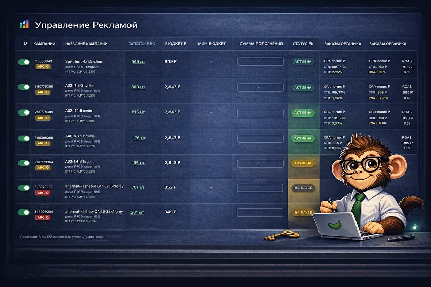 Экран управления рекламой ecommonkey