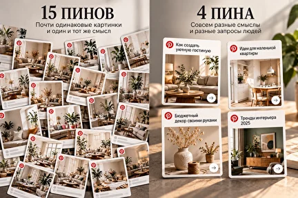 Пятнадцать похожих пинов и четыре пина с разными смыслами и намерениями
