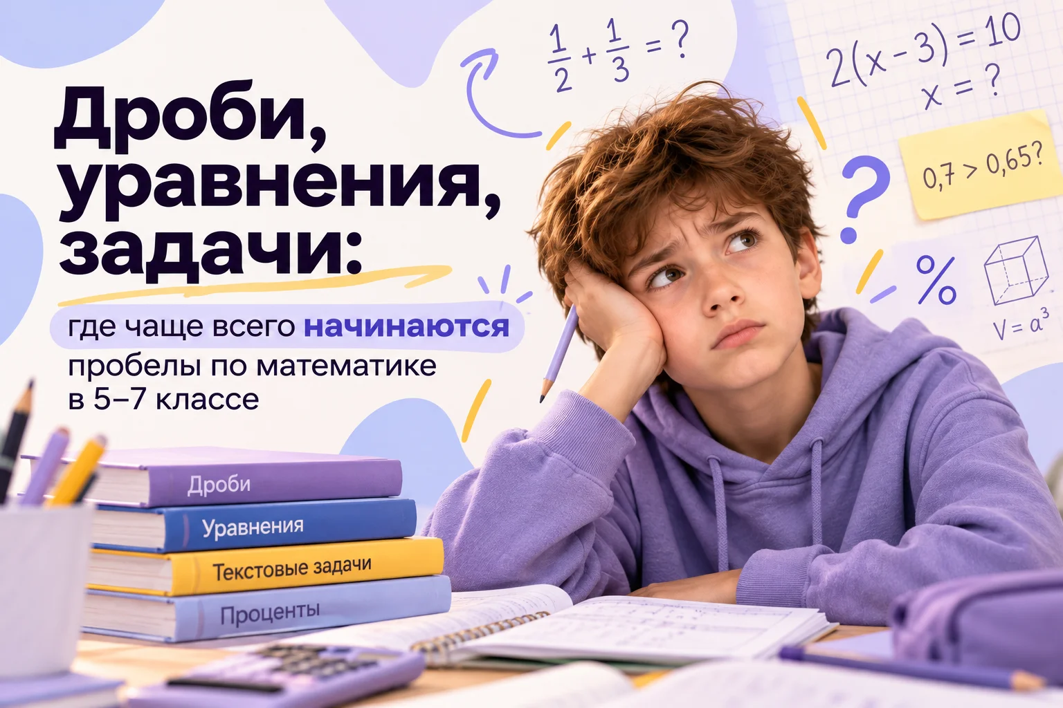 Пробелы по математике в 5–7 классе: дроби, уравнения и задачи