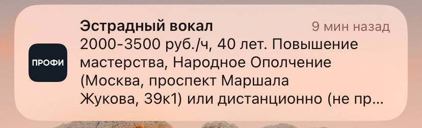 Уведомление Профи.ру о заказе