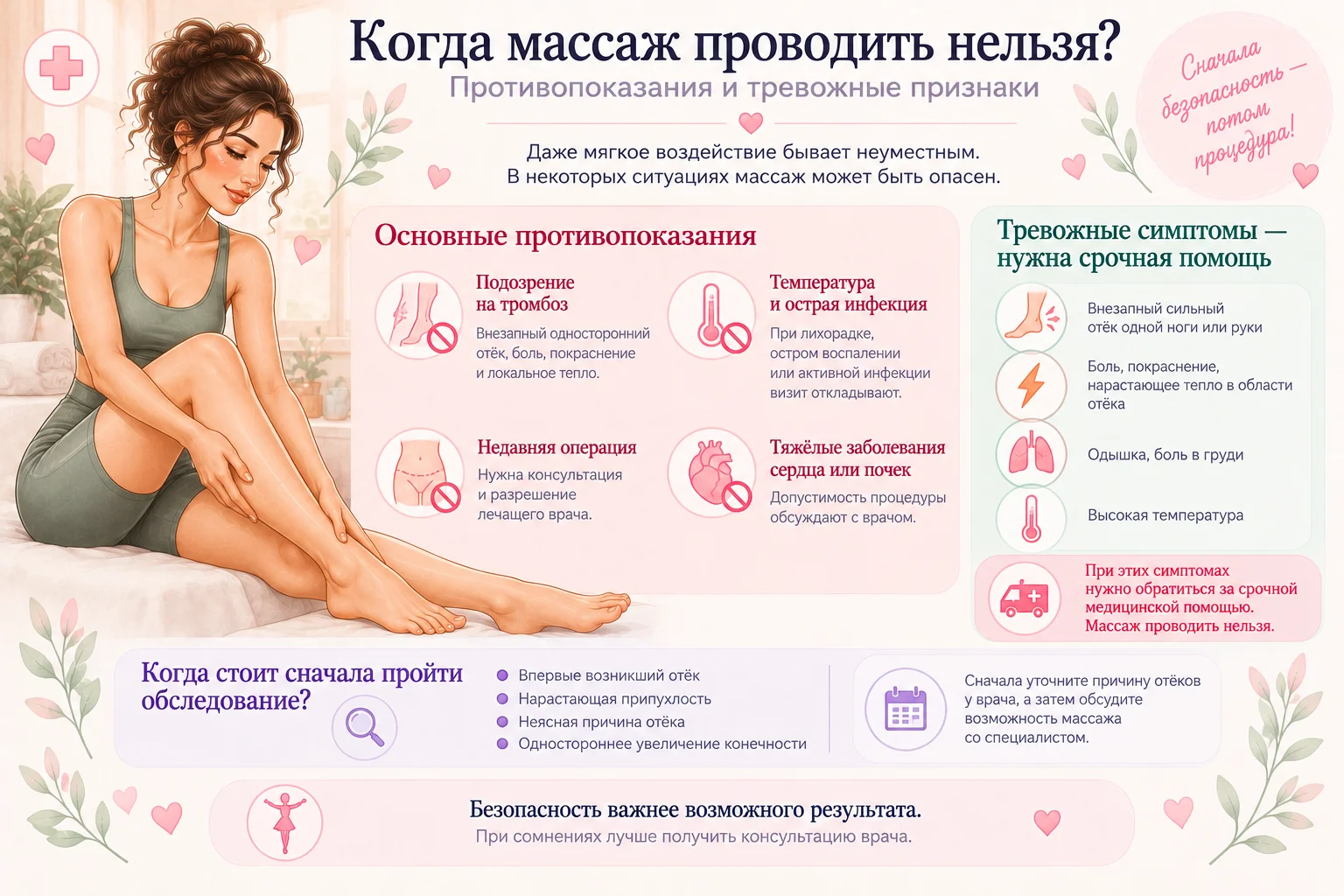 Противопоказания к массажу и признаки, требующие медицинской помощи.