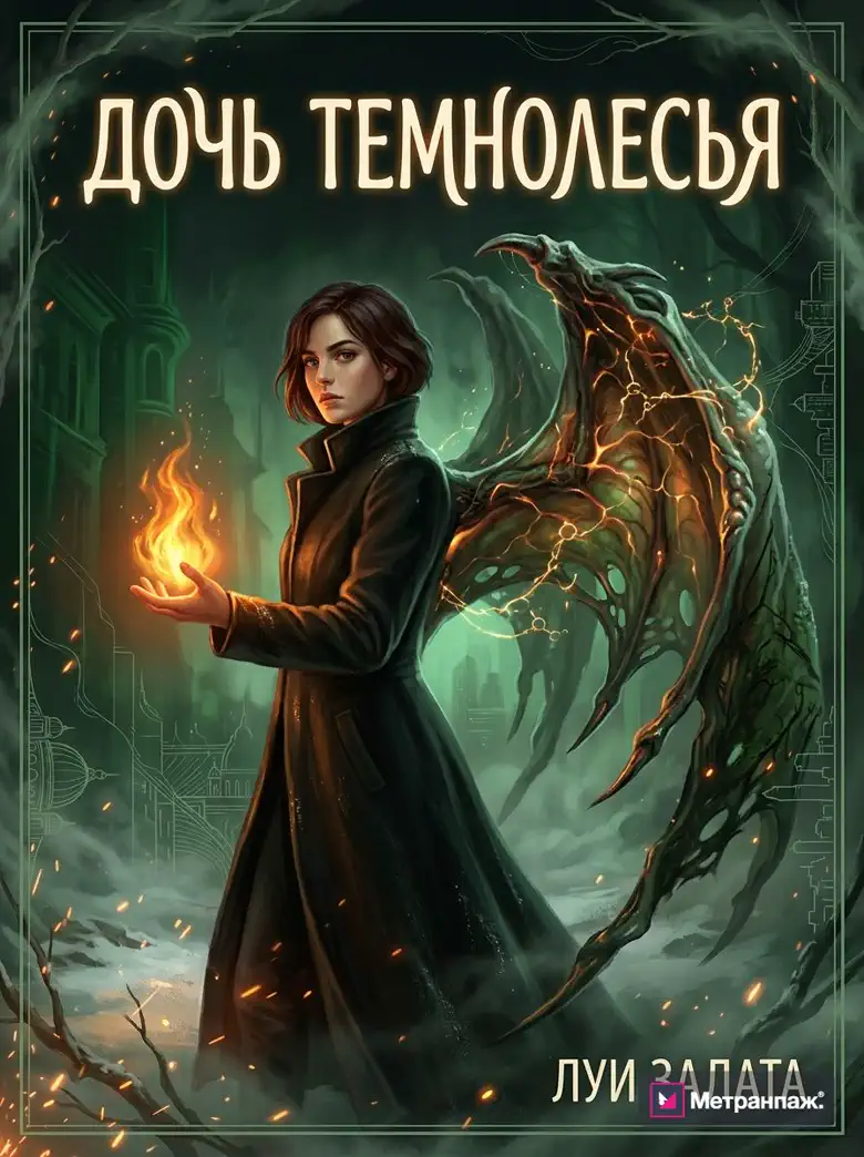 Обложка книги «Дочь Темнолесья» в жанре тёмного фэнтези, созданная нейросетью