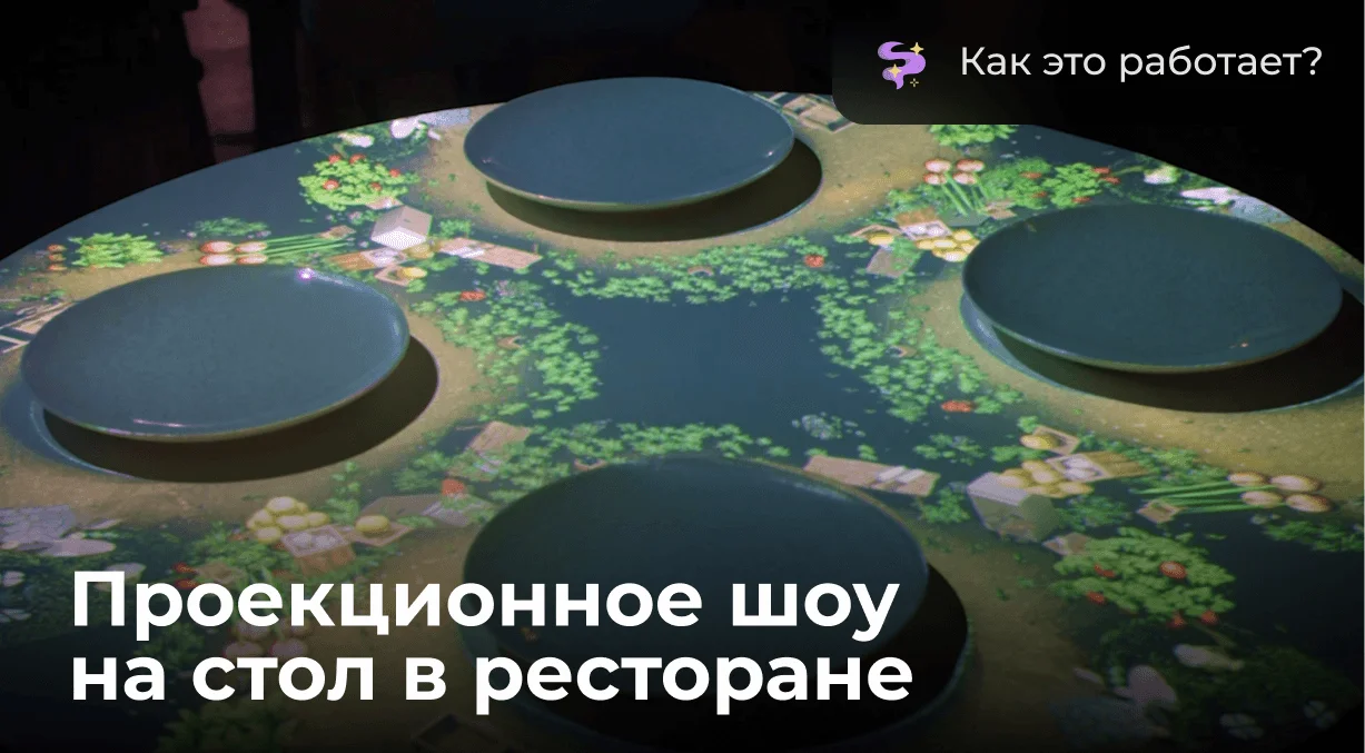 Проекционное шоу на стол: анимированный шеф на тарелке гостя