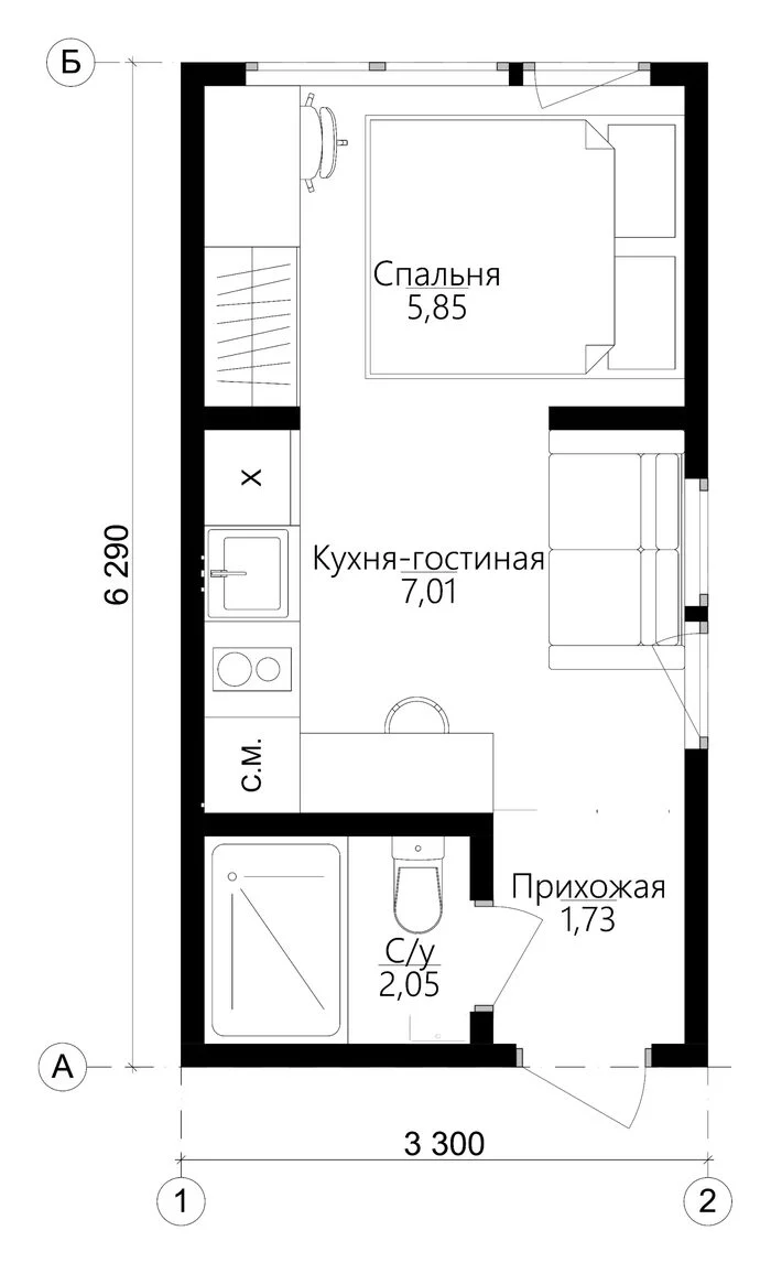 Небольшой модульный дом 17 м2 с плоской крышей за 1 870 000 рублей в СПБ и  ЛО