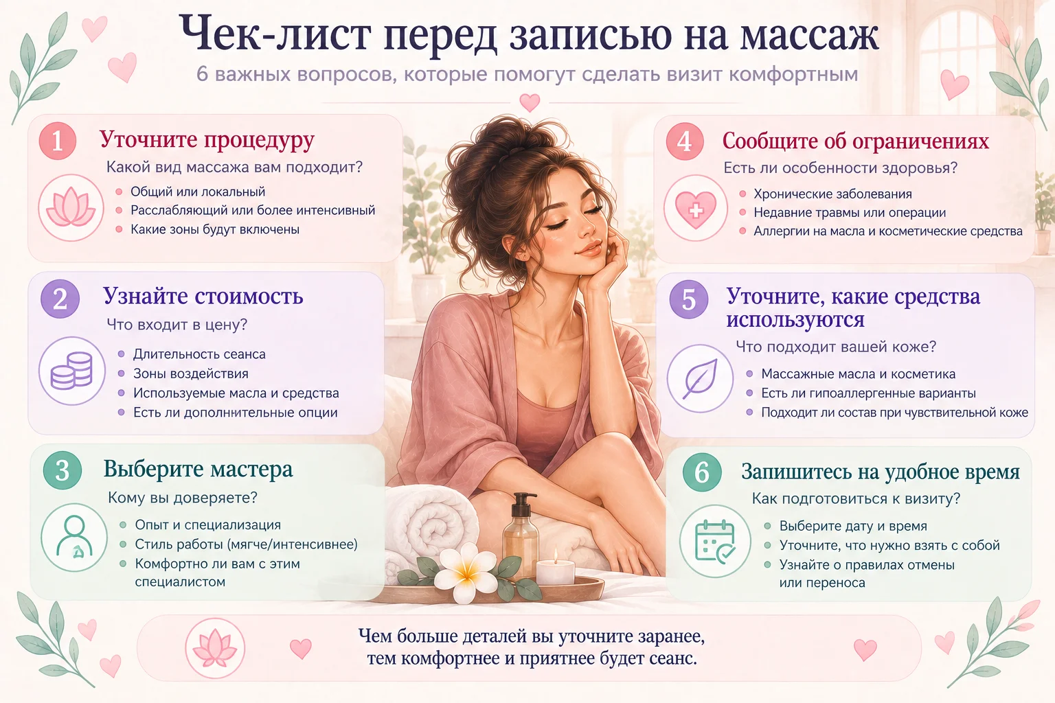 Шесть вопросов, которые стоит проверить перед записью.