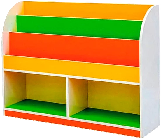 Яркая напольная стойка для хранения учебных пособий и игрушек в ДОУ