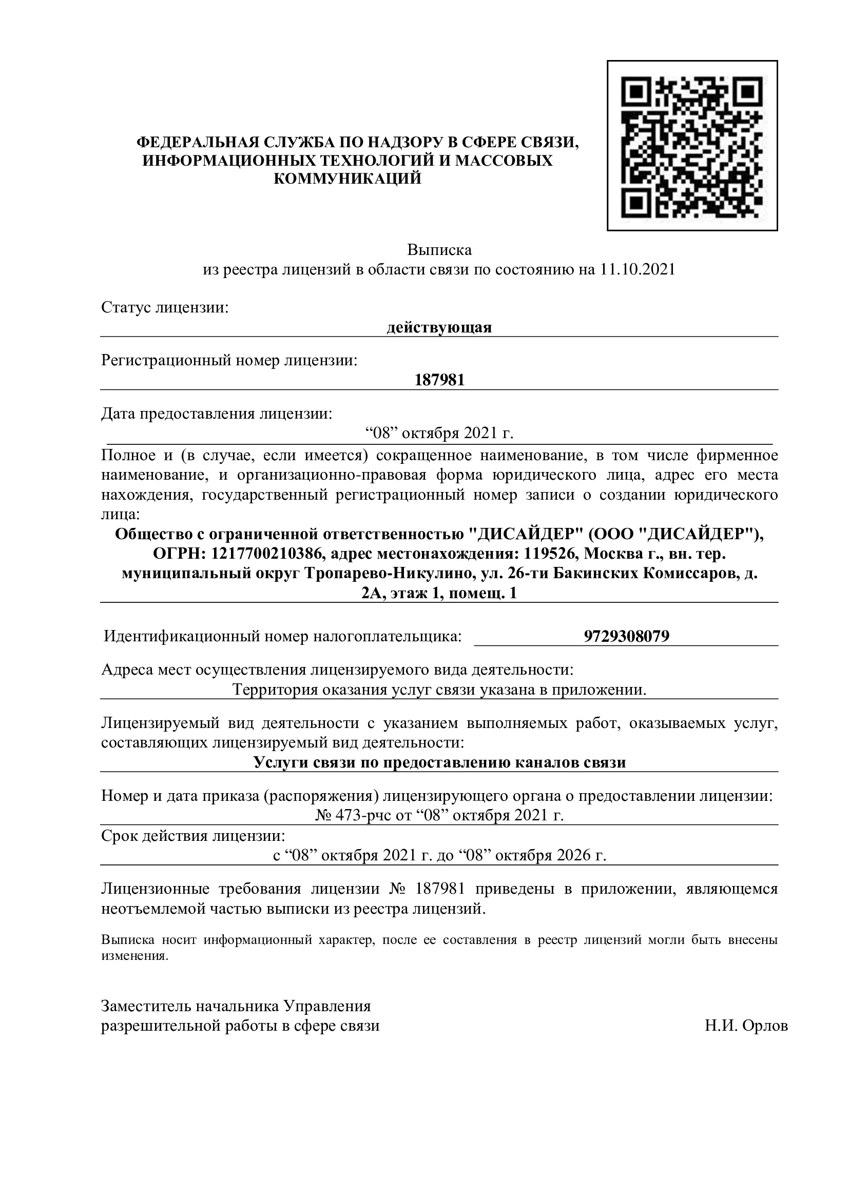 Свидетельство о допуске