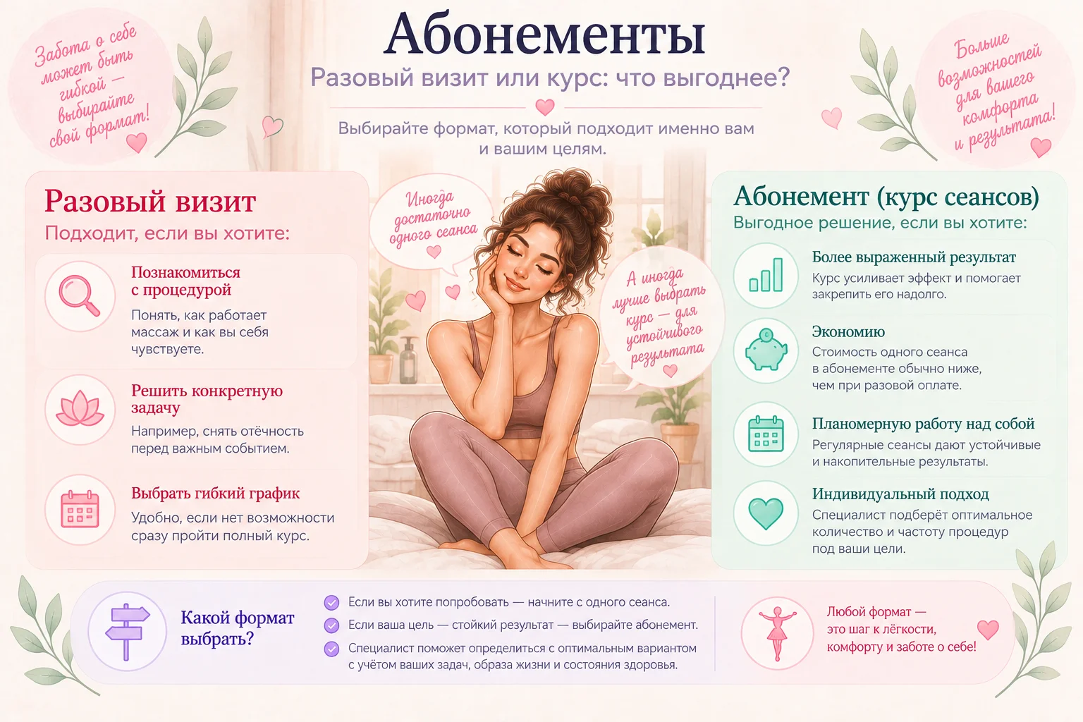 Разовый сеанс или абонемент: как выбрать формат посещений.