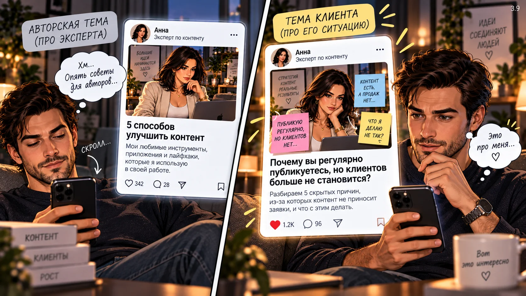 Разница между темой автора и темой клиента