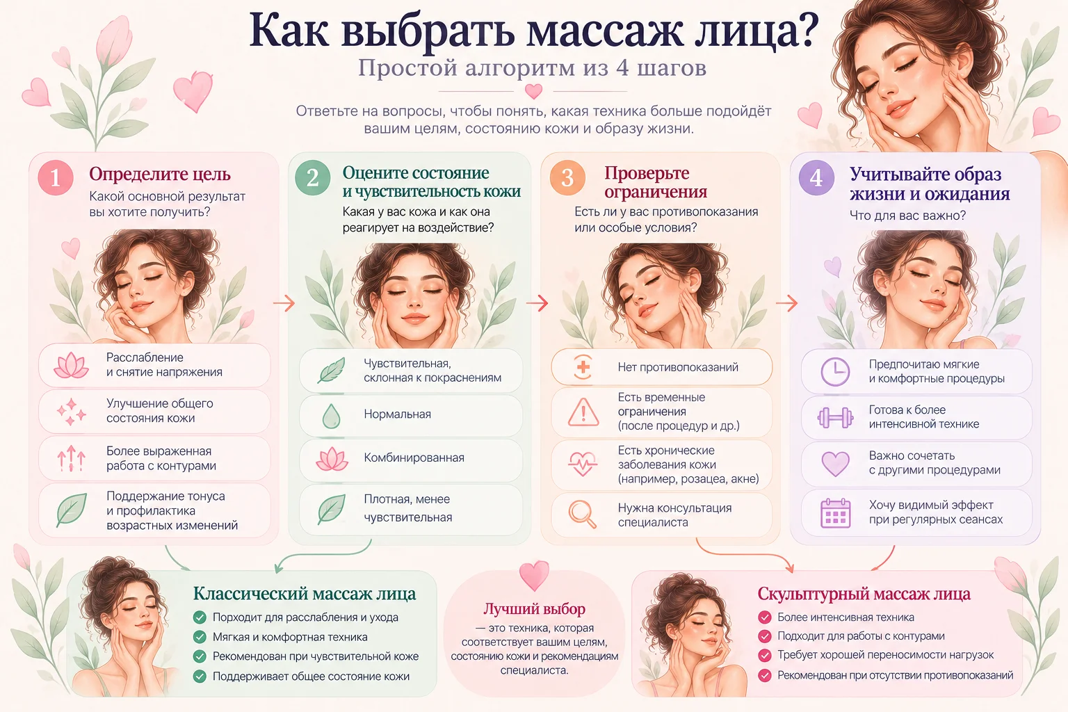 Как выбрать массаж лица: алгоритм из четырёх шагов.