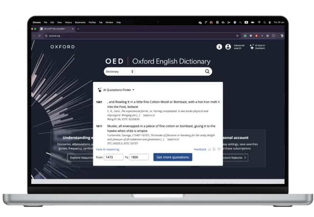 OED AI assistant screens