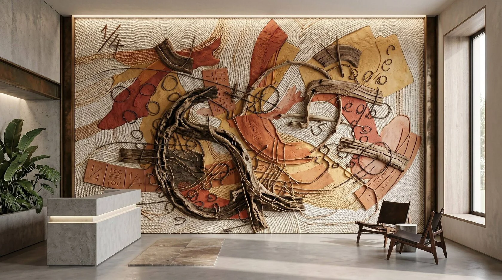 Conceptual visualization of a site-specific installation by Ignat Matveev in an architectural space