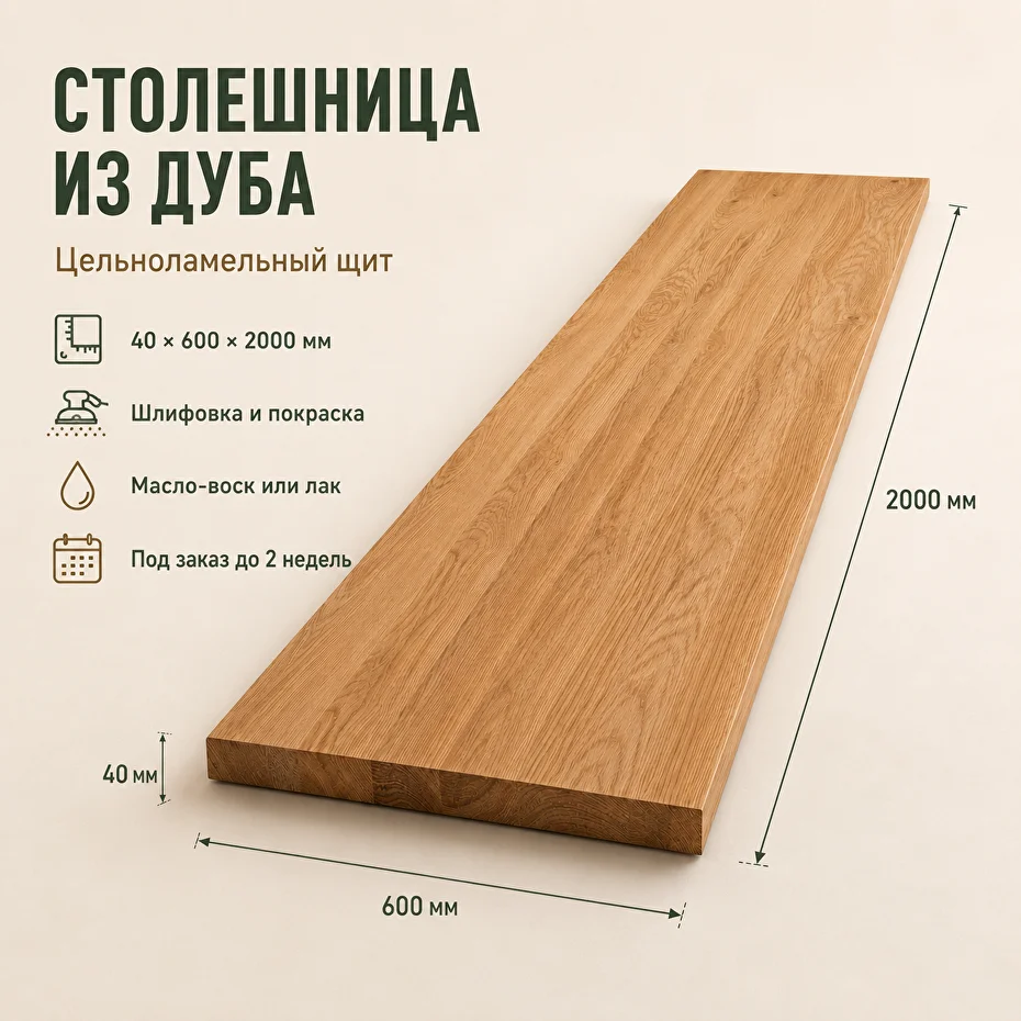 Столешница из дуба 600x2000 мм