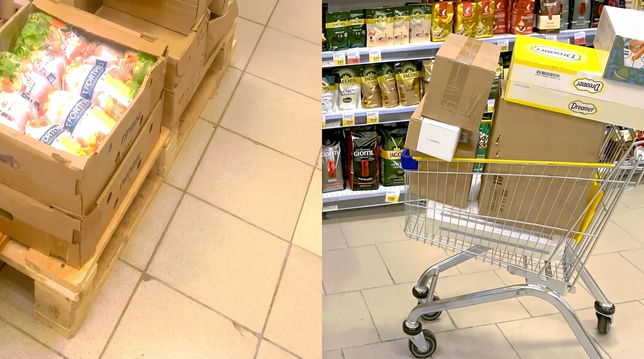 Товар аккуратно стоит на паллете