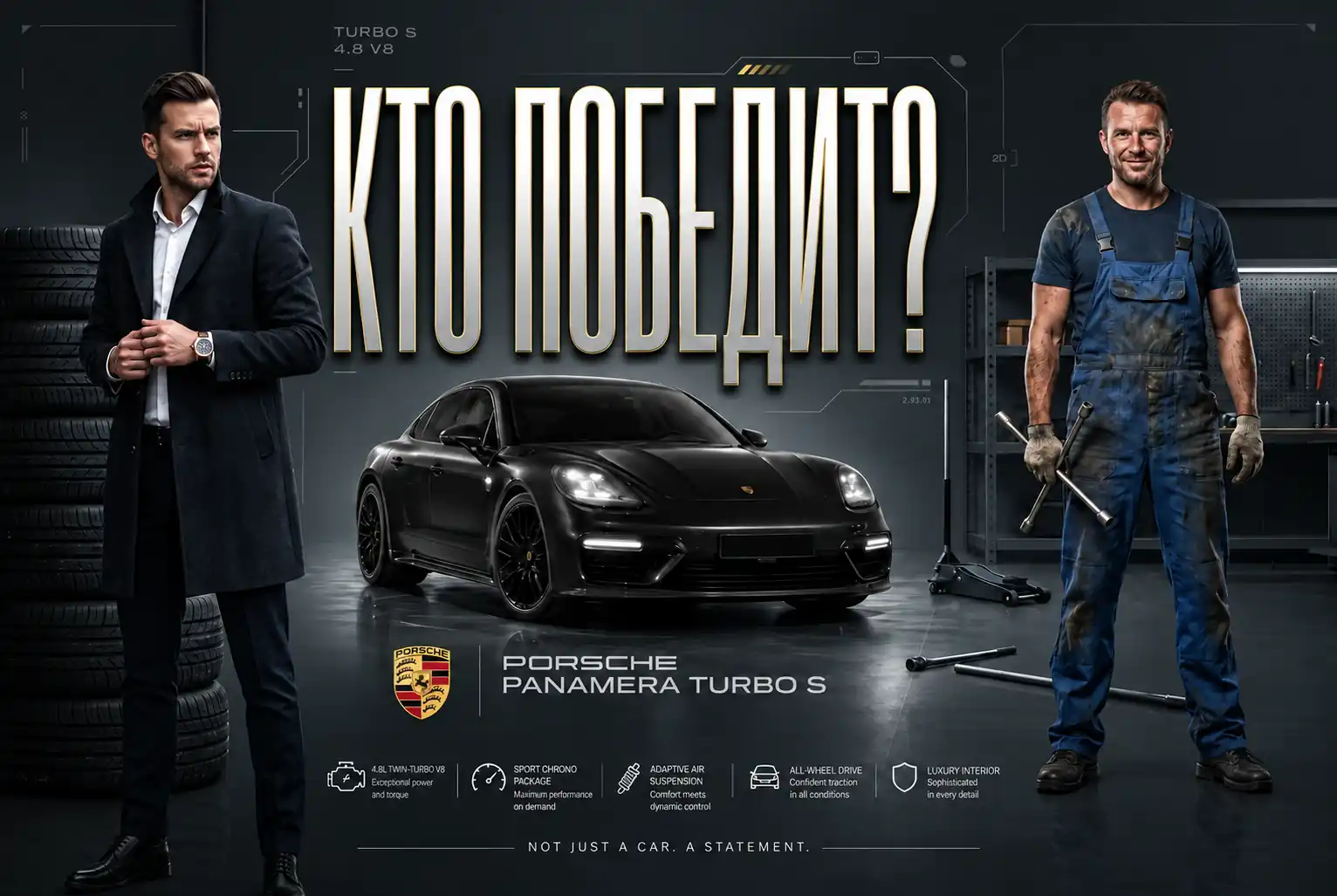 Реклама автомобиля Porsche в оформлении поста для соцсетей