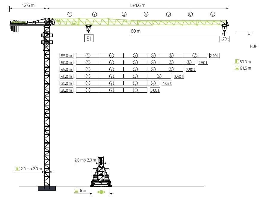 ZOOMLION | Башенный кран WA6017 8 тонн