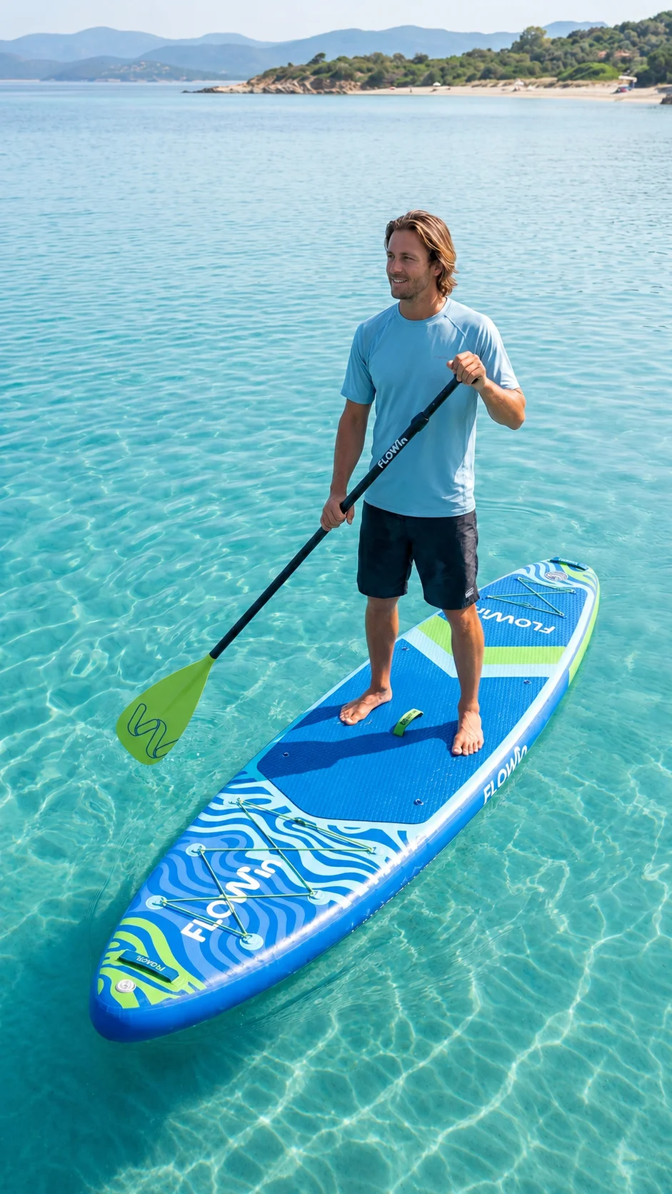 Flowin Navy 350 — надувная SUP-доска 350×84×15 см, комплект 10 предметов