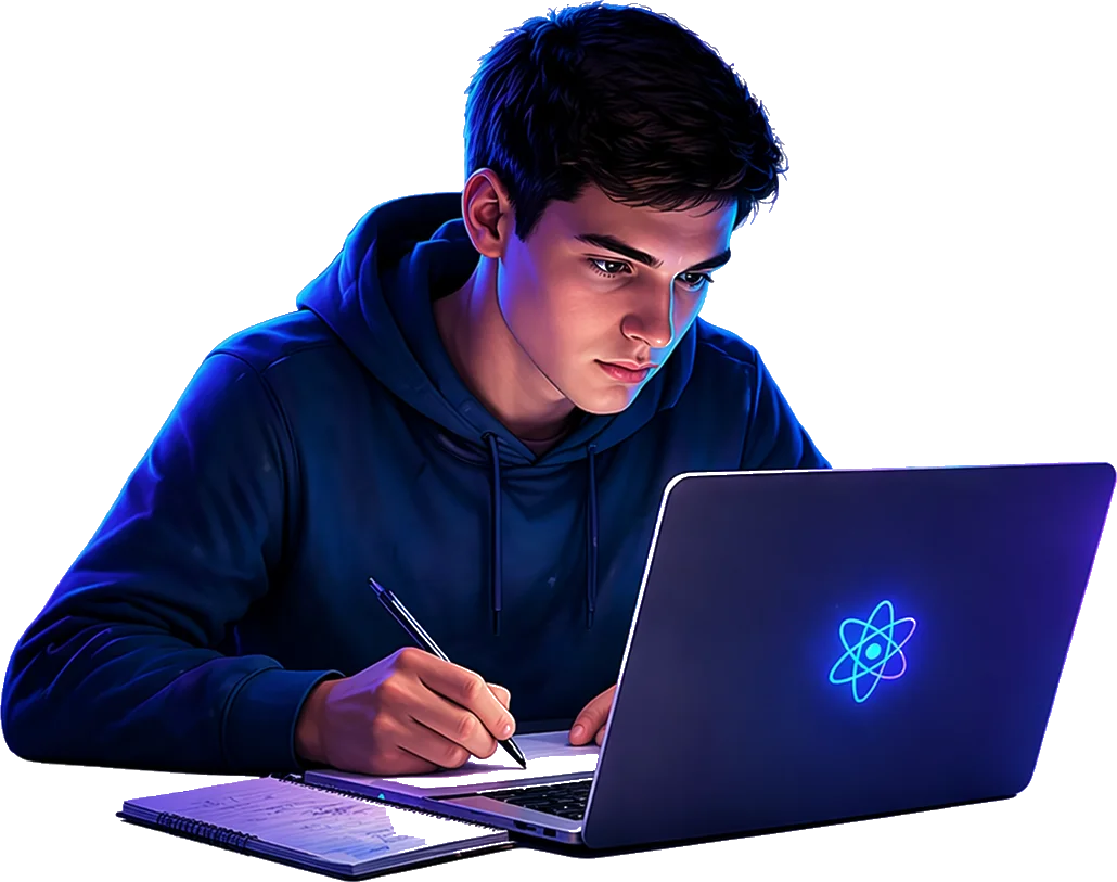 Ученик за ноутбуком