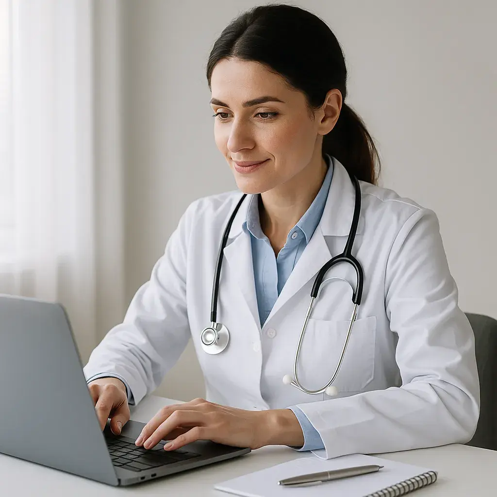 Медицинский работник проходит дистанционное обучение