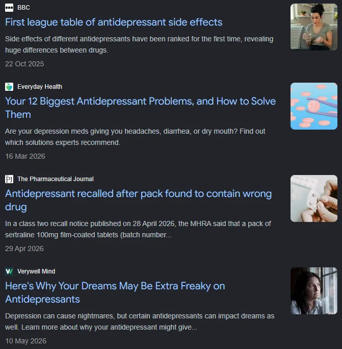 News about antidepressants