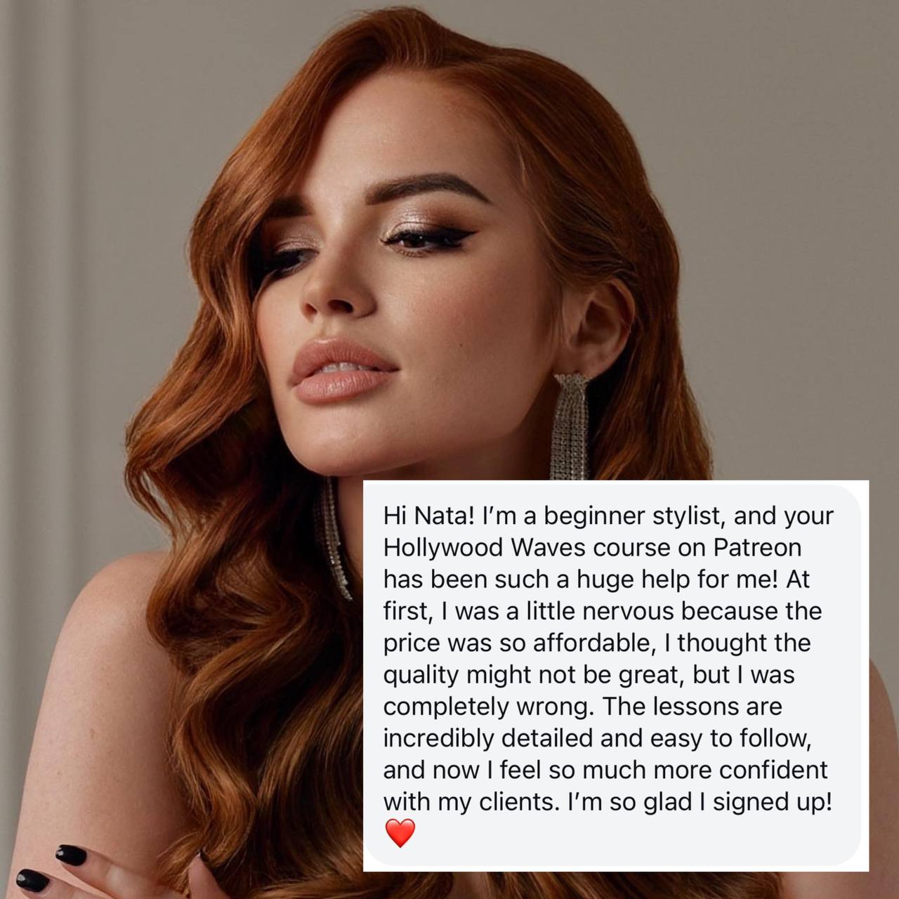 Stylist review highlighting improved confidence with bridal clients