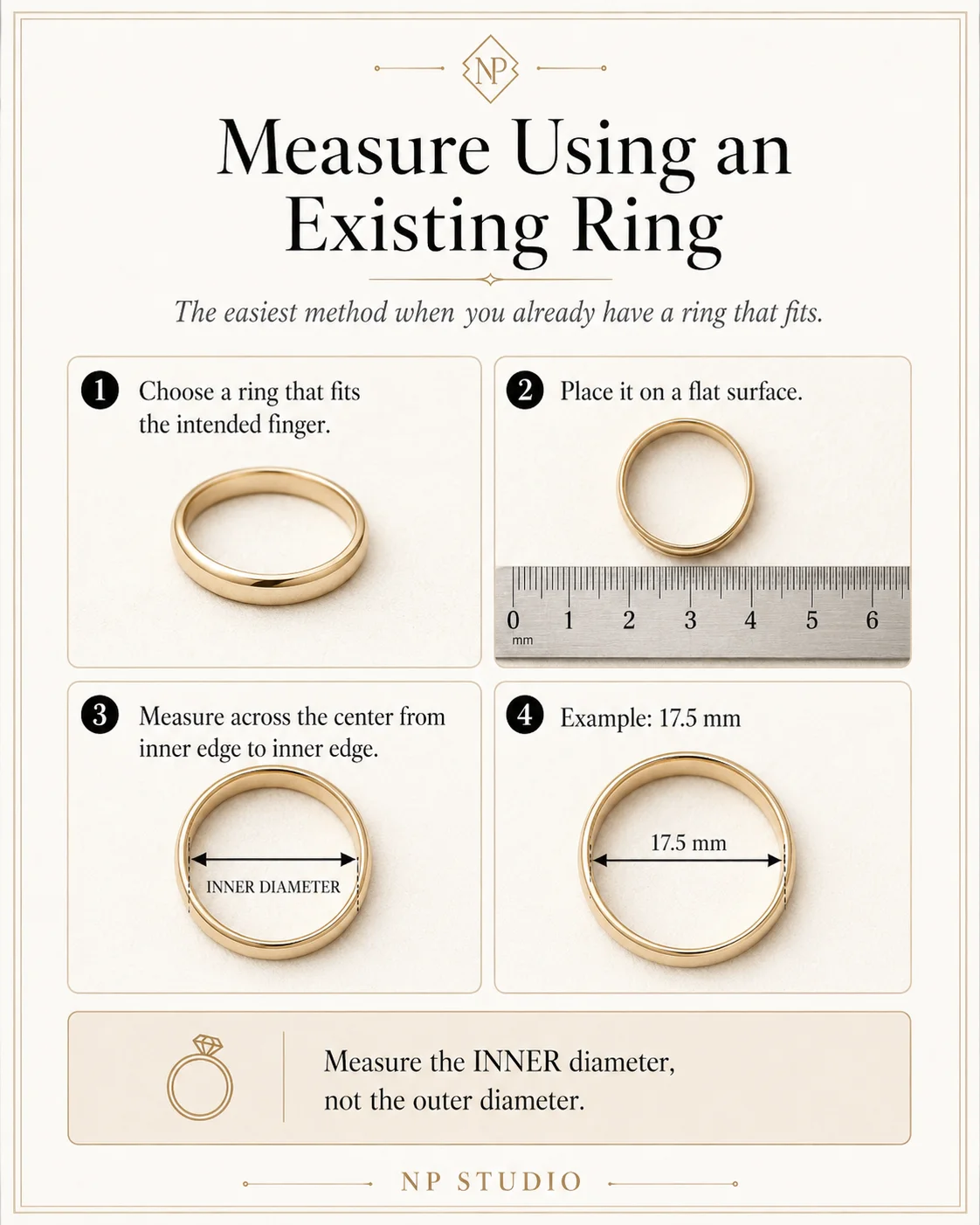 Guide to measuring the inner diameter of a ring and determining ring size