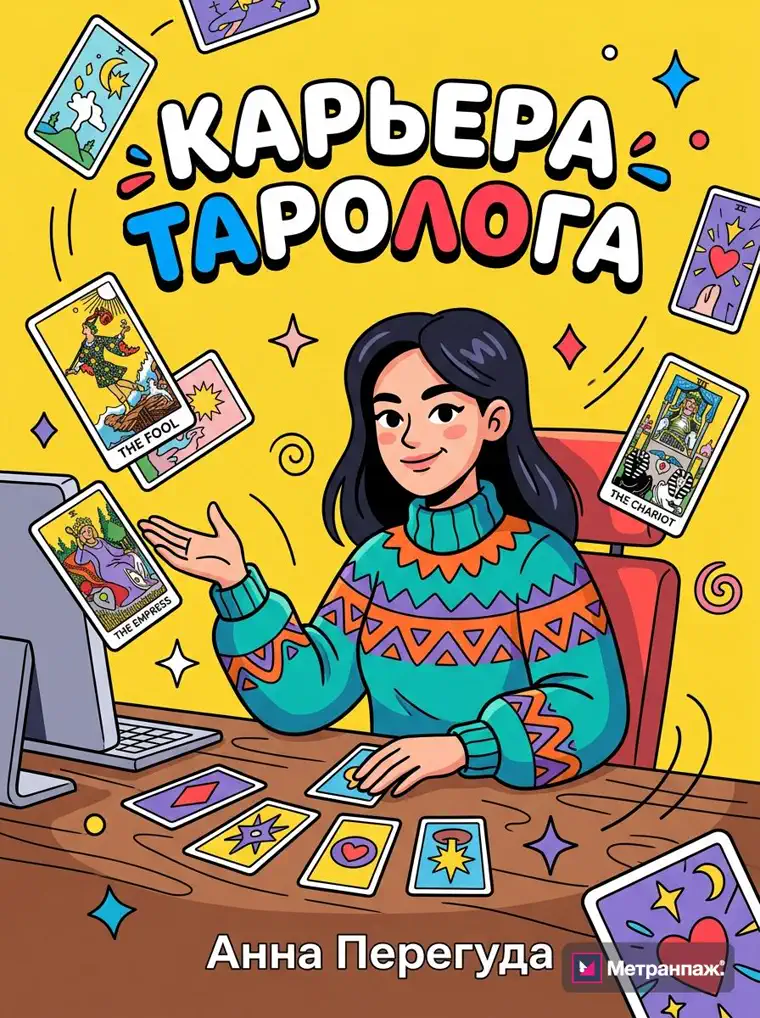 Обложка книги нон-фикшн «Карьера таролога», созданная нейросетью в Метранпаже