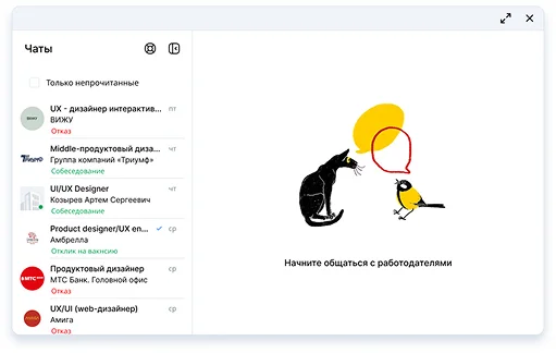 Чат с работодателем на HH.ru