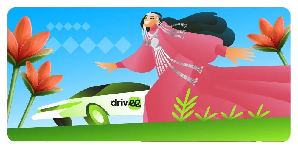 Ысыах 2026 — праздничные машины Drivee на фоне сэргэ и флажков