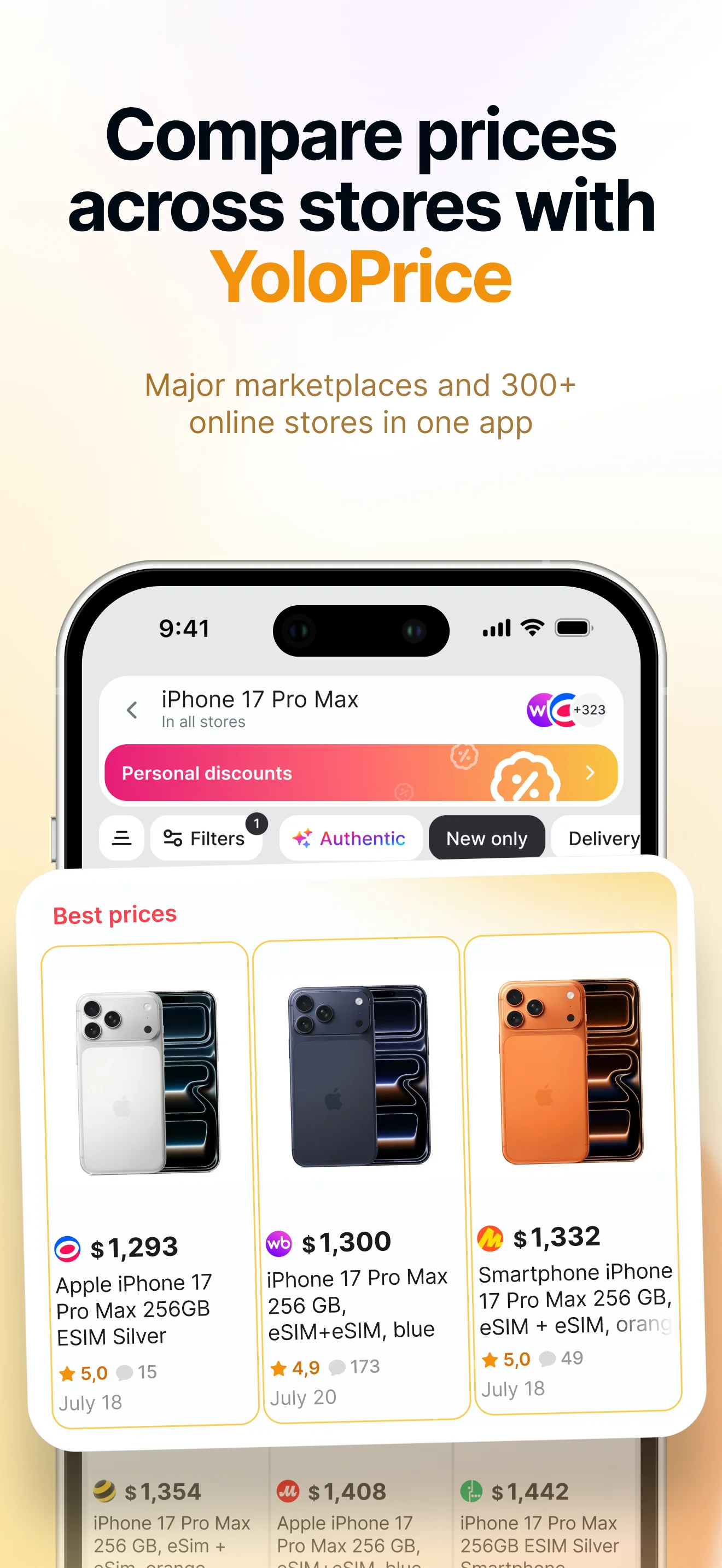 Price comparison for the same product across marketplaces