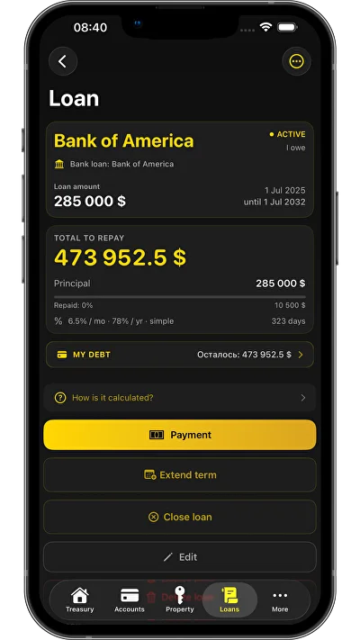 Vavilon Finance — loan, mortgage and debt balance tracking