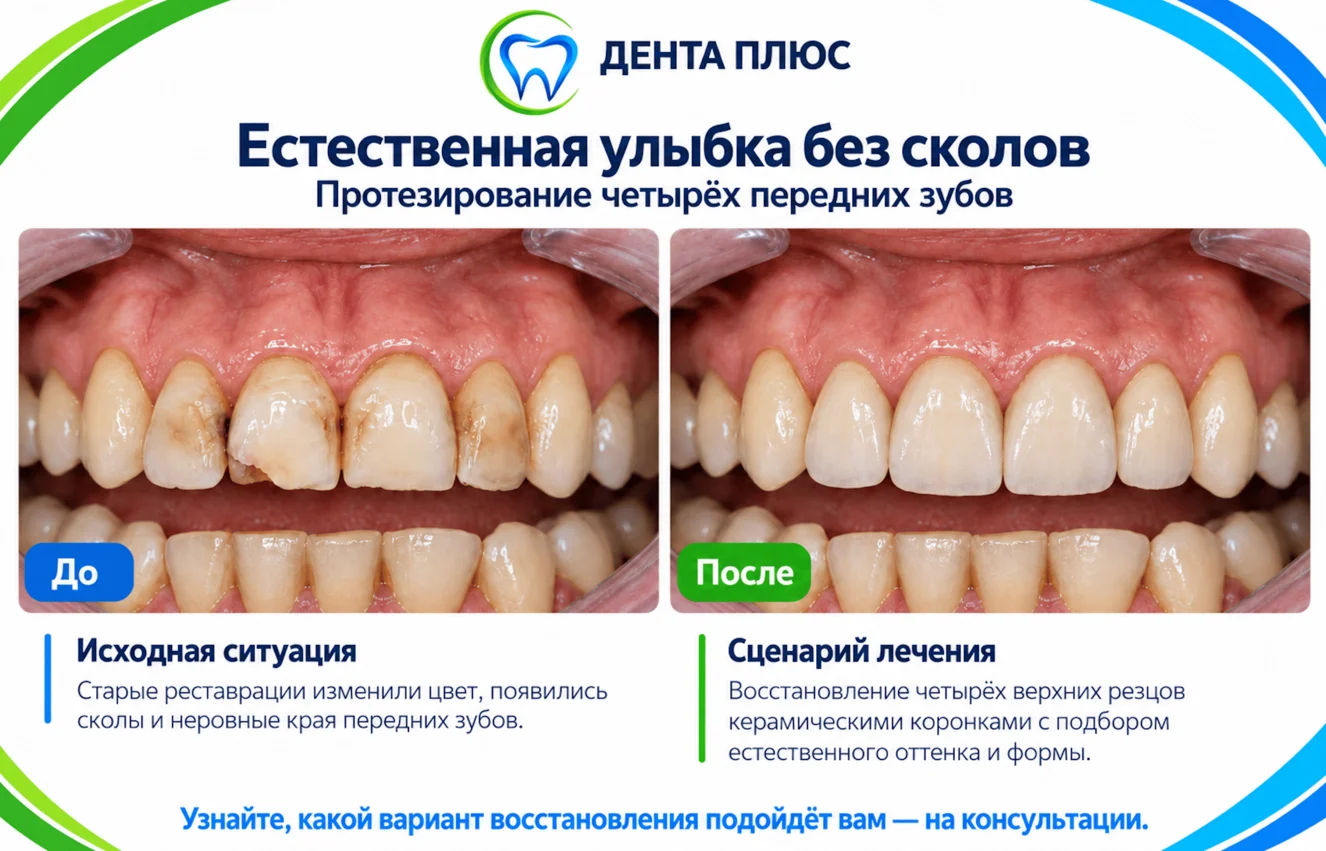 Работа клиники «Дента Плюс», пациент 1