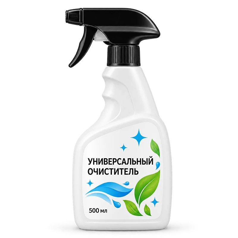 Бутылка с триггером «Универсальный очиститель» с этикеткой