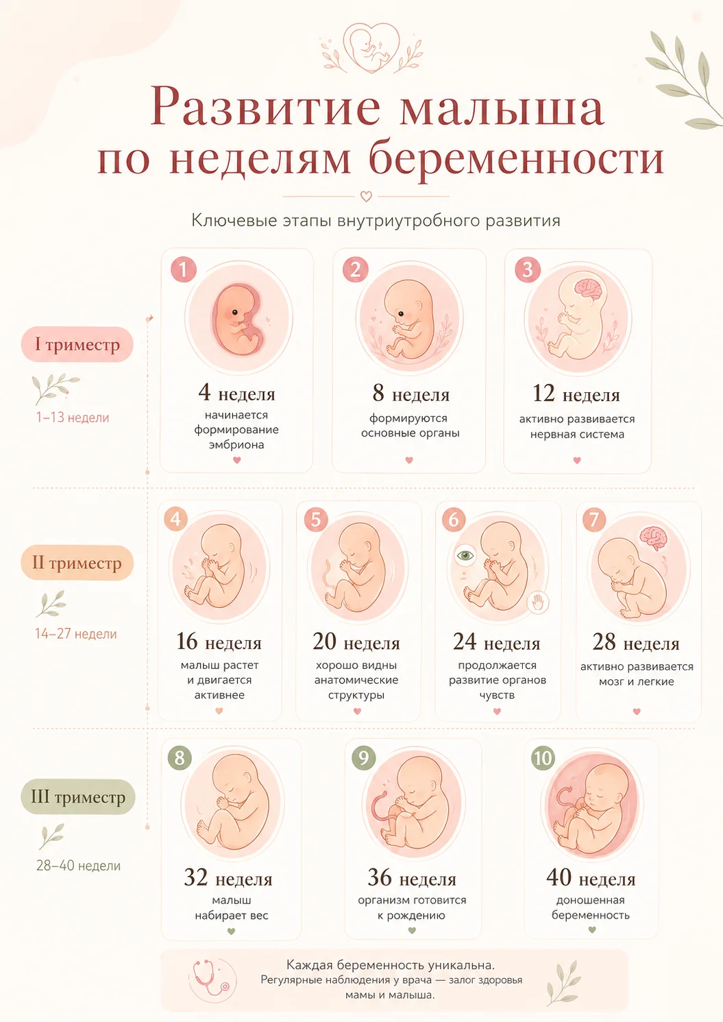 Развитие малыша по неделям беременности