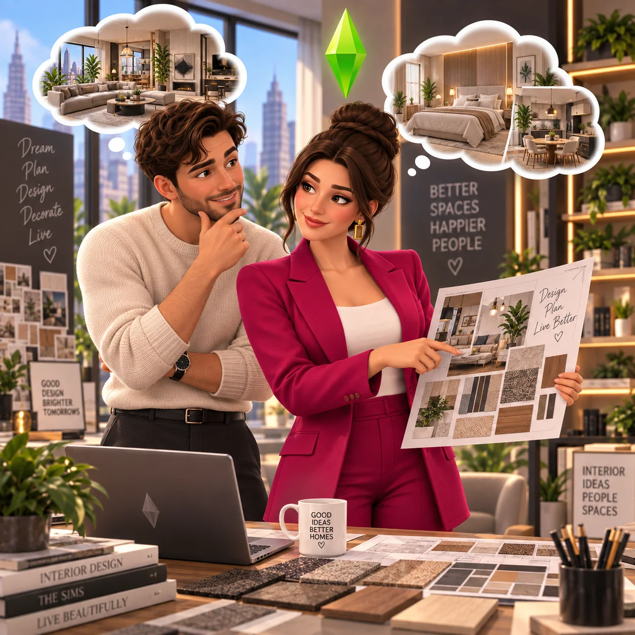 Герои The Sims с облачками мыслей — что они хотят видеть в дизайне