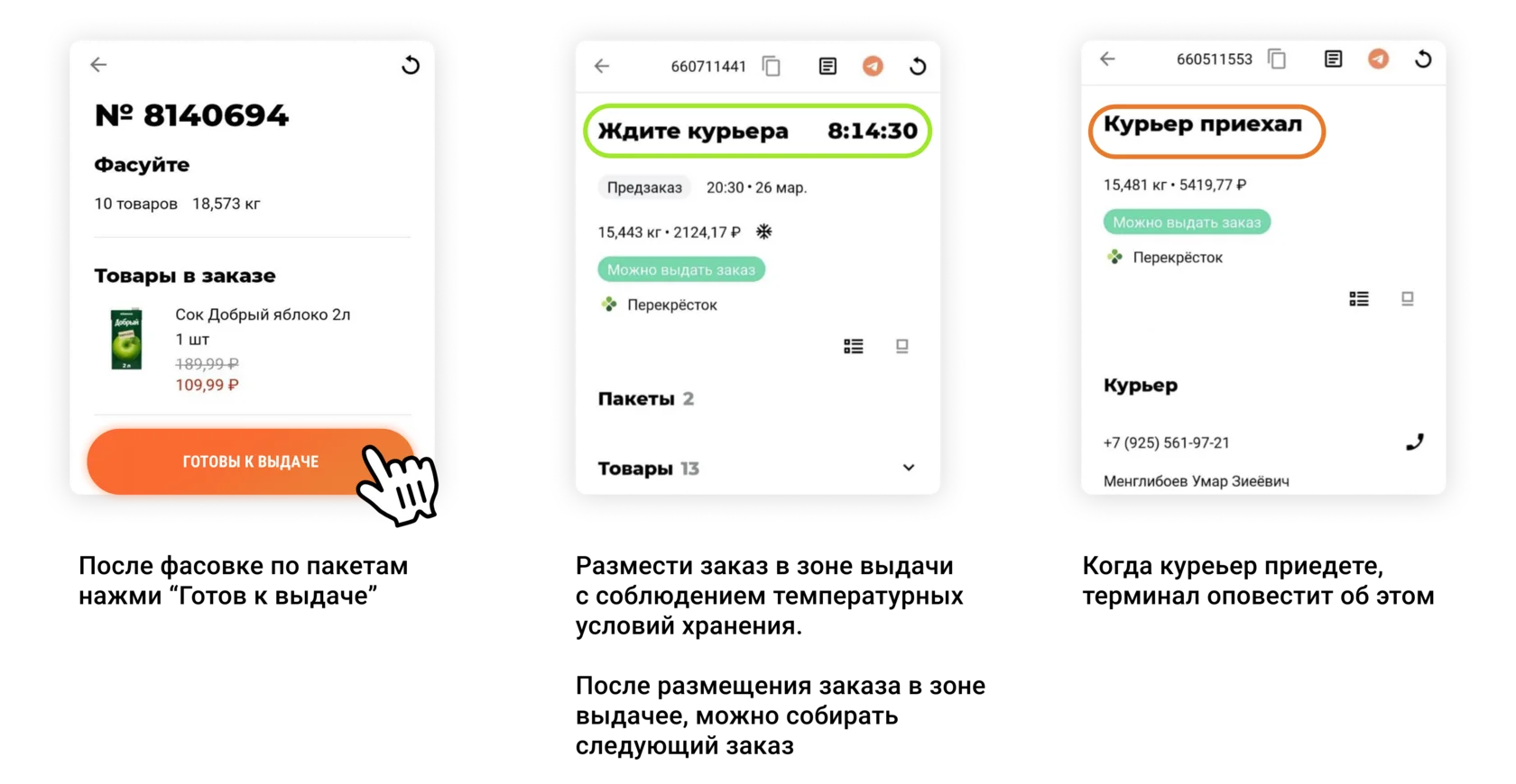 Завершение фасовки заказа