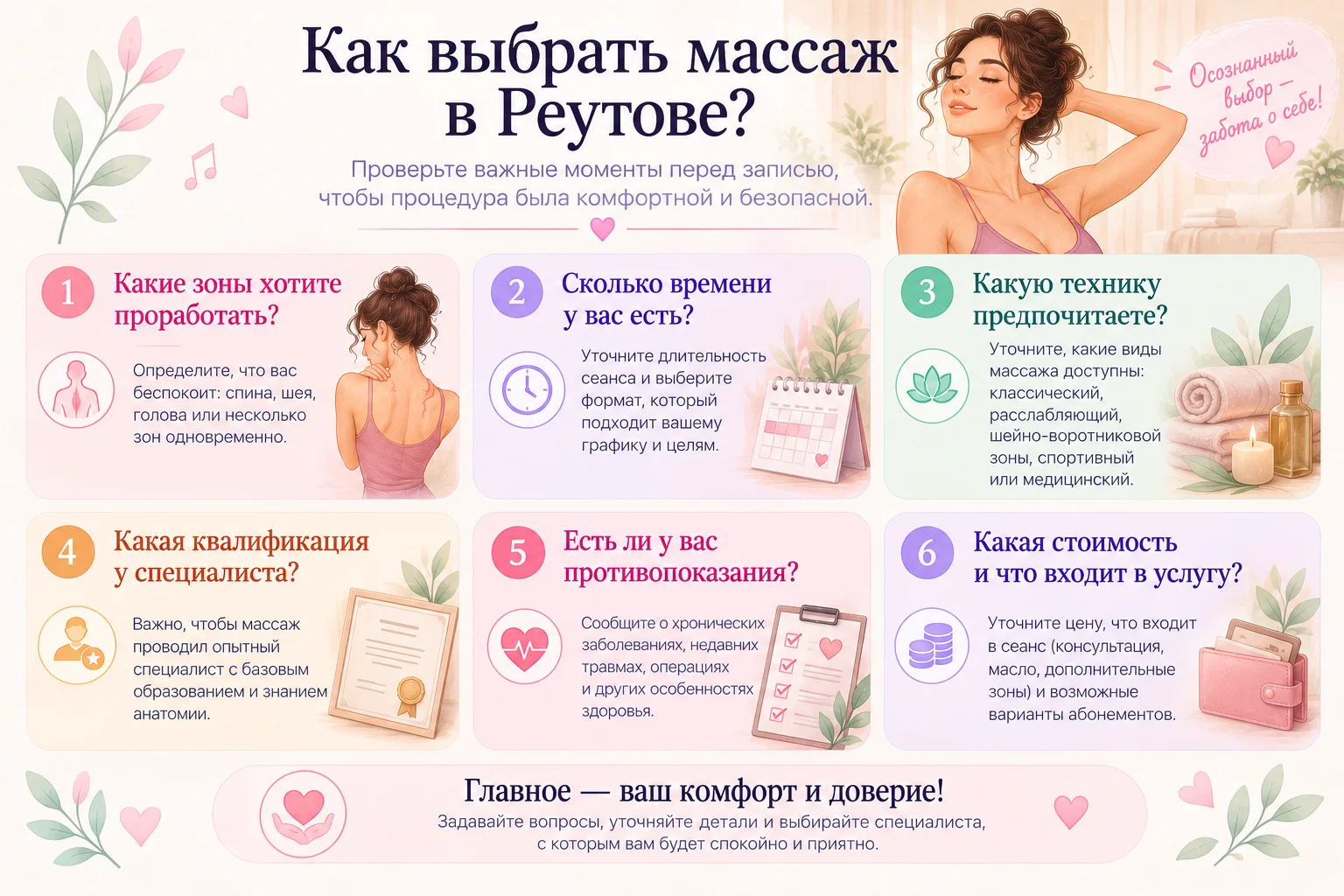 Чек-лист перед записью на массаж в Реутове.