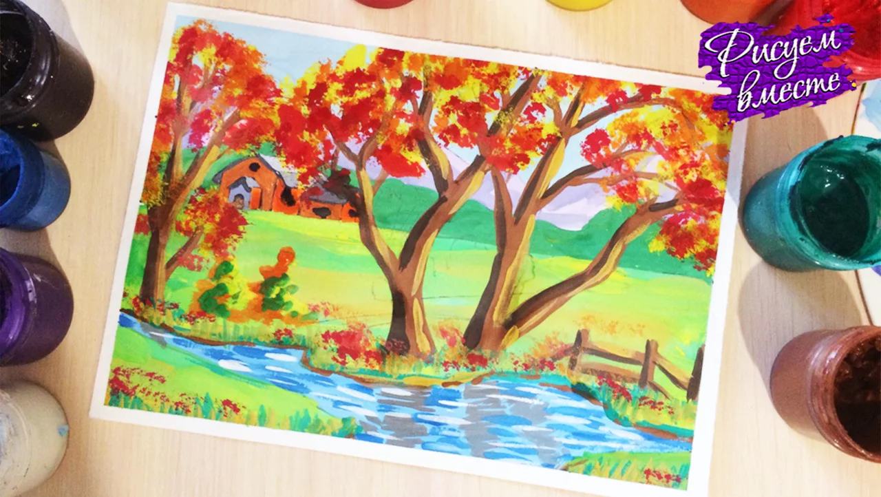Как нарисовать осень: легкие рисунки осеним карандашом и красками пошагово