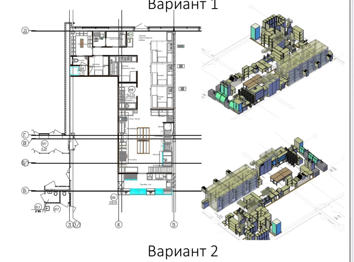Планировка и 3D-схема цеха