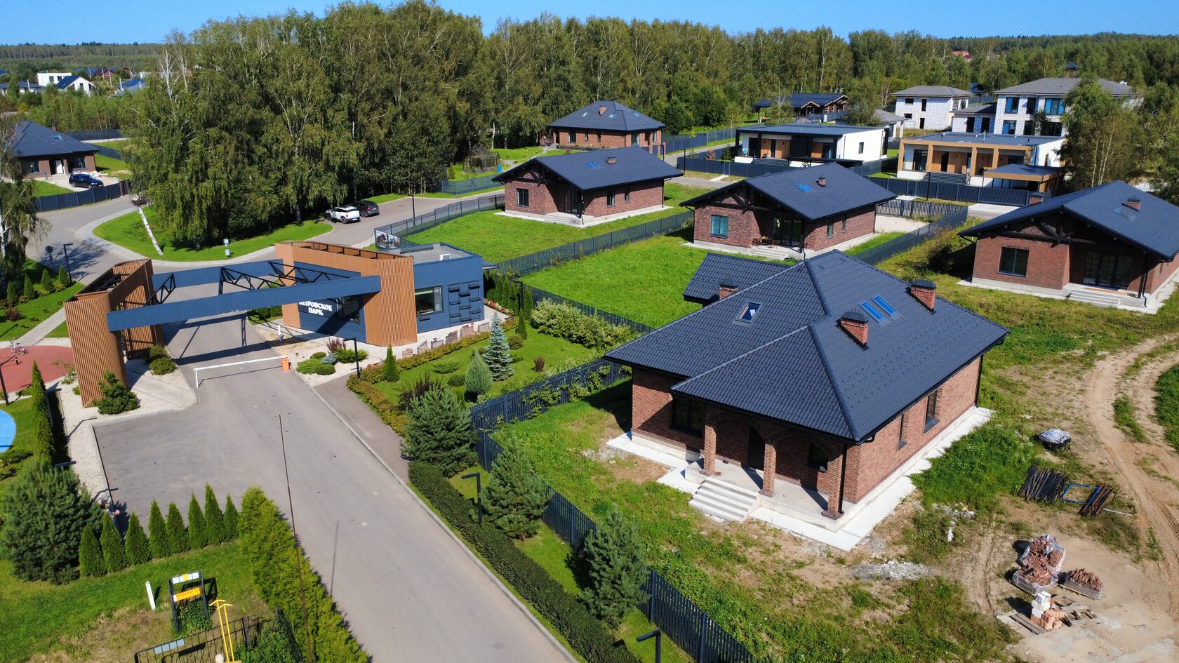 Aerial view of luxury cottage village