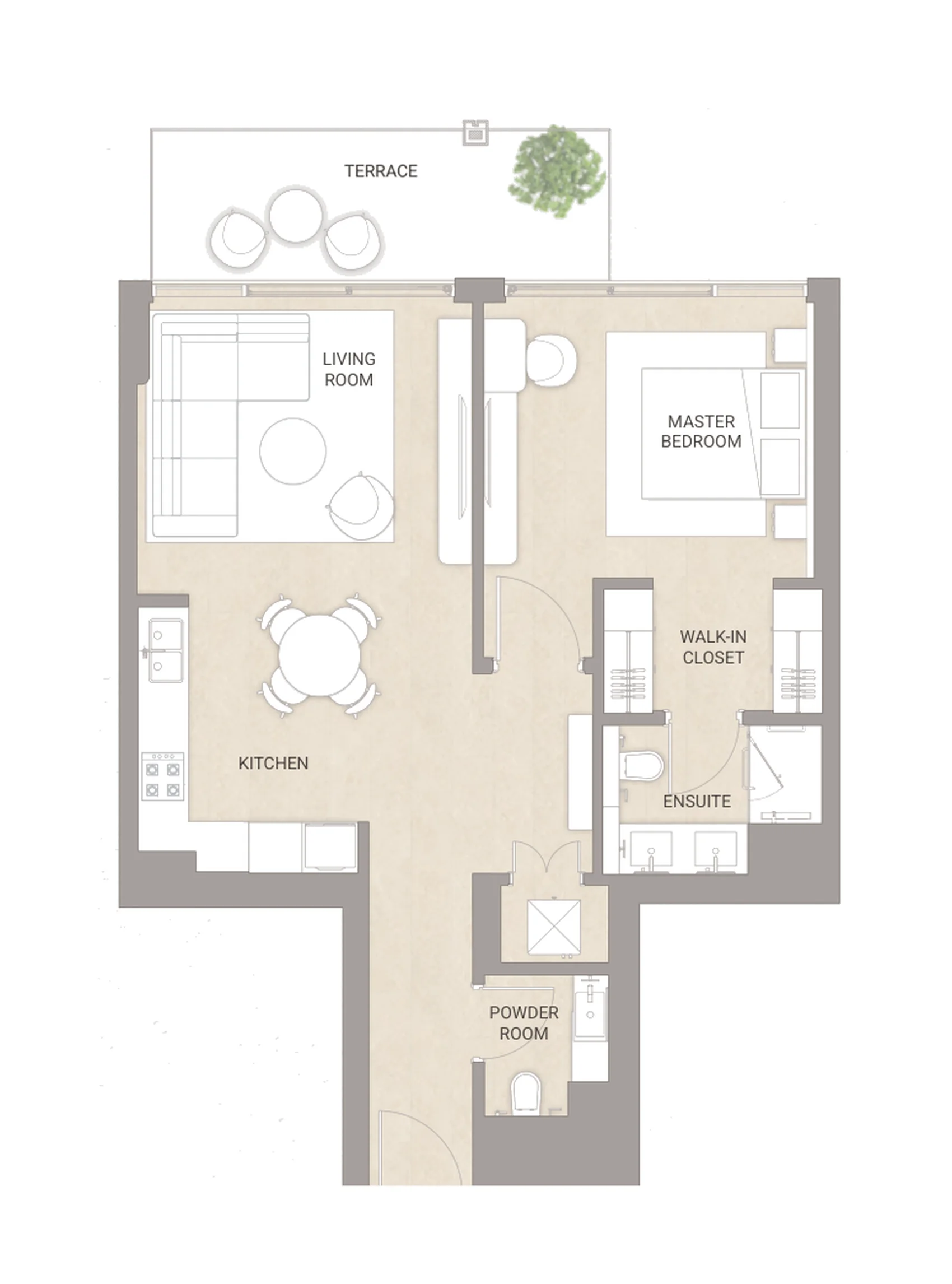 Планировка SOMA Residences с одной спальней